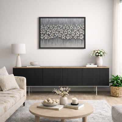 Œuvre de motif floral blanc, arrangement de marguerite moderne, photos de salon, impression sur toile encadrée