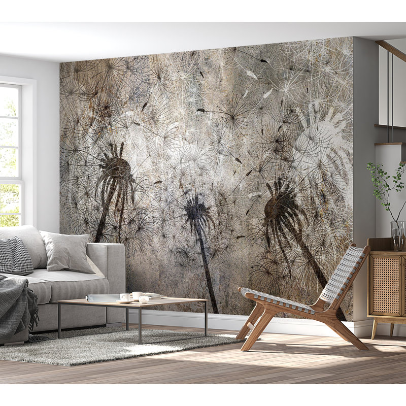 Papier peint floral - Arbre argenté fantaisie, L 68 po x l 98 po