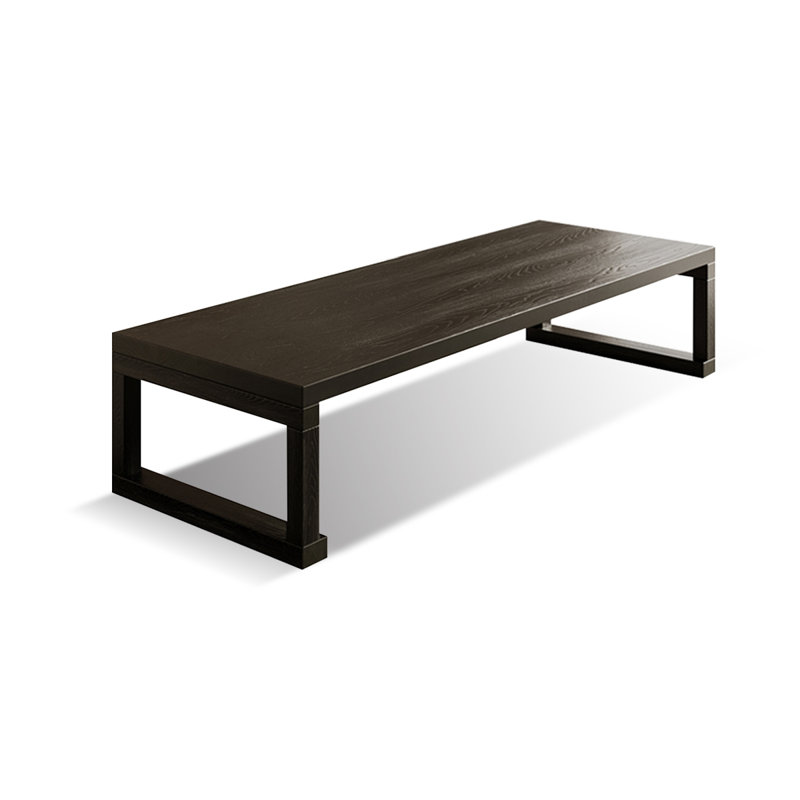Black Solid Wood Rectangular Coffee Table, 13.78" H x 70.87" L x 23.62" W