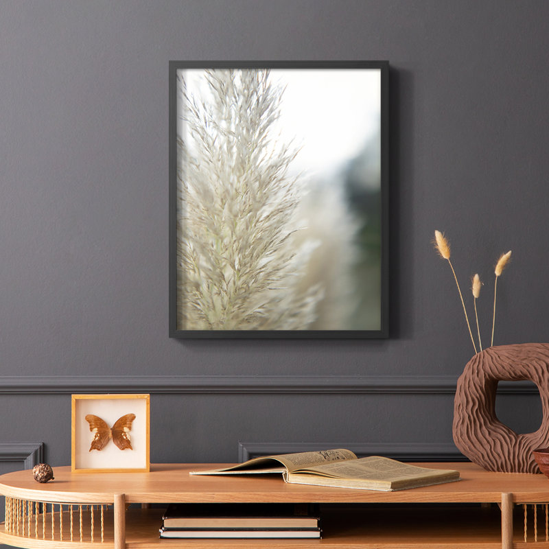 «Subtle Graminées IV», reproduction encadrée - bois massif, Noir, H 10 po x l 8 po