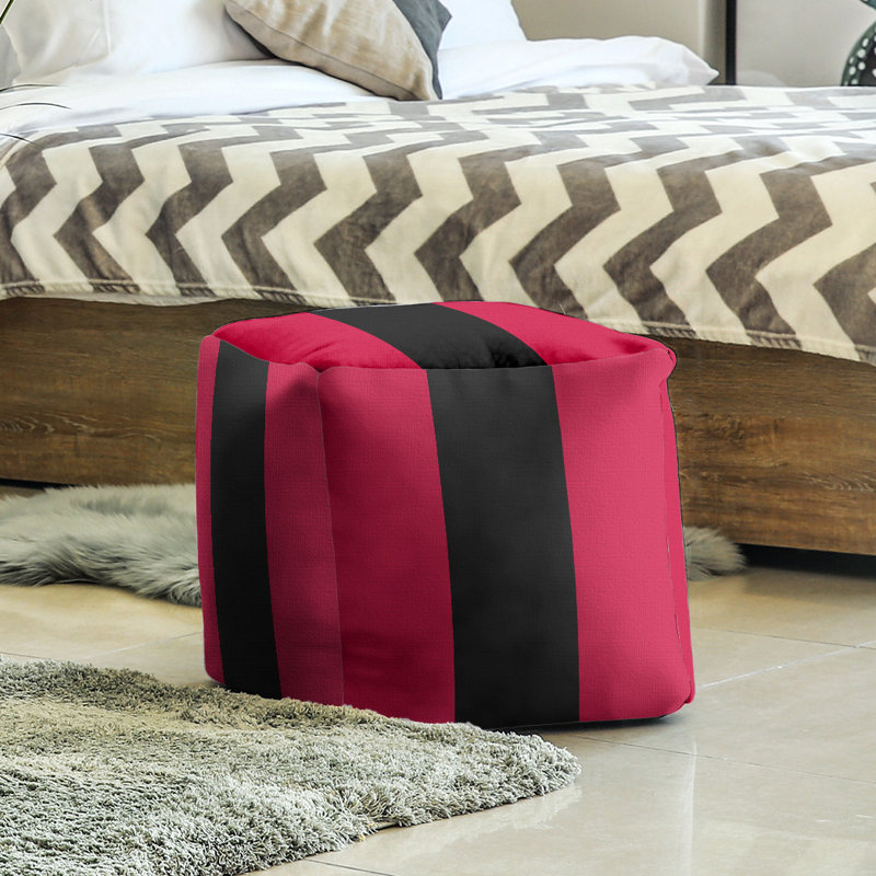 Repose-pieds cube new jersey college rayures, Rouge / noir / rouge