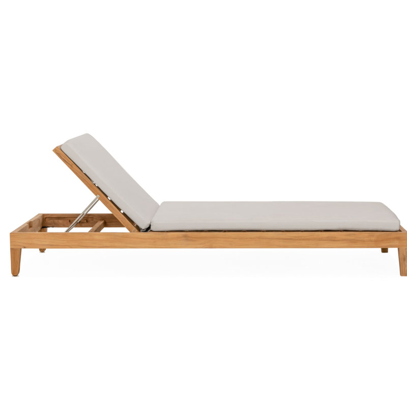 Classic Teak Chaise Lounge - Charcoal, Silver