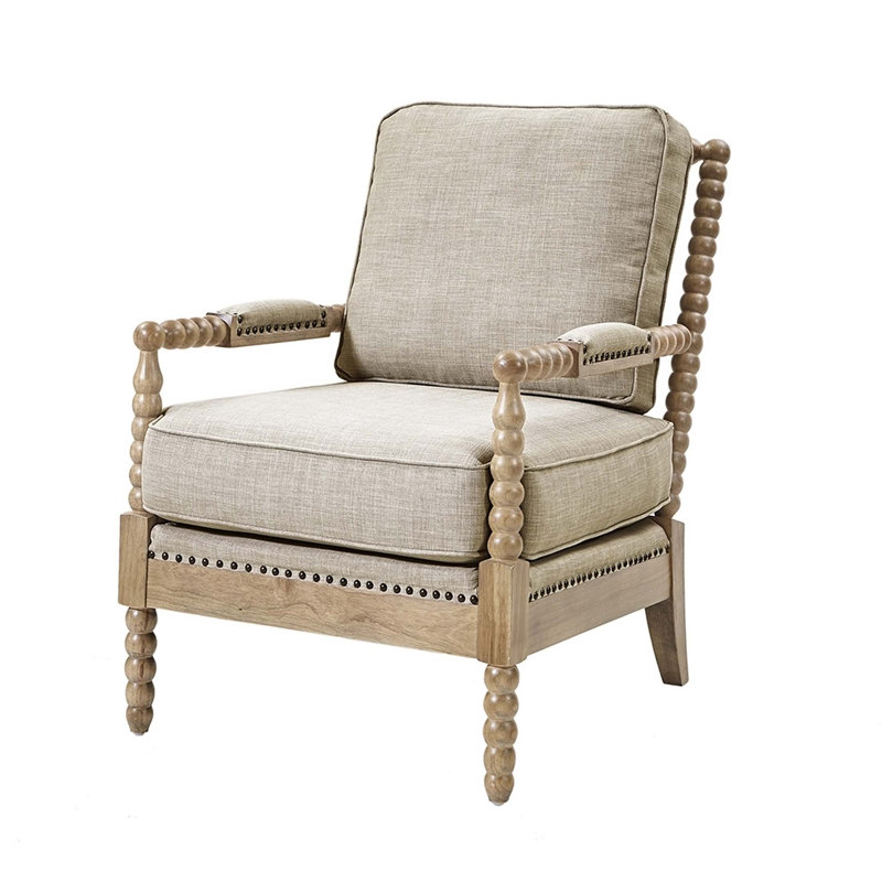 Accent Arm Chair, Light Gray Polyester
