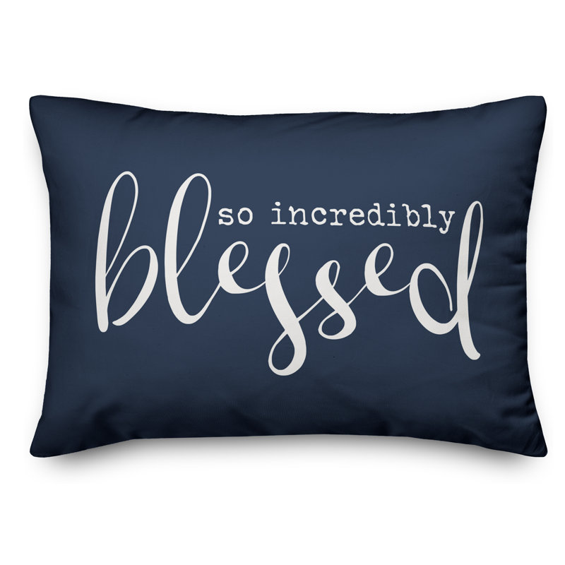 Textual Indoor/Outdoor Reversible Throw Pillow, Navy