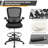 Height Adjustable Mesh Fabric Drafting Chair with Flip Up Arms, Black