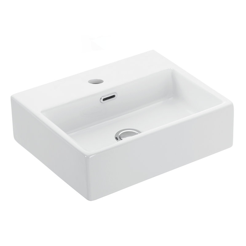Quattro 16.9'' L Bathroom Sink, Glossy White