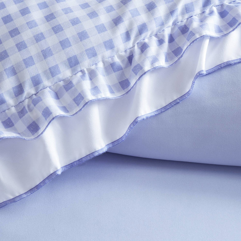 Édredon simple / simple TG avec double volants, première couche et microfibre respirante, Bleu