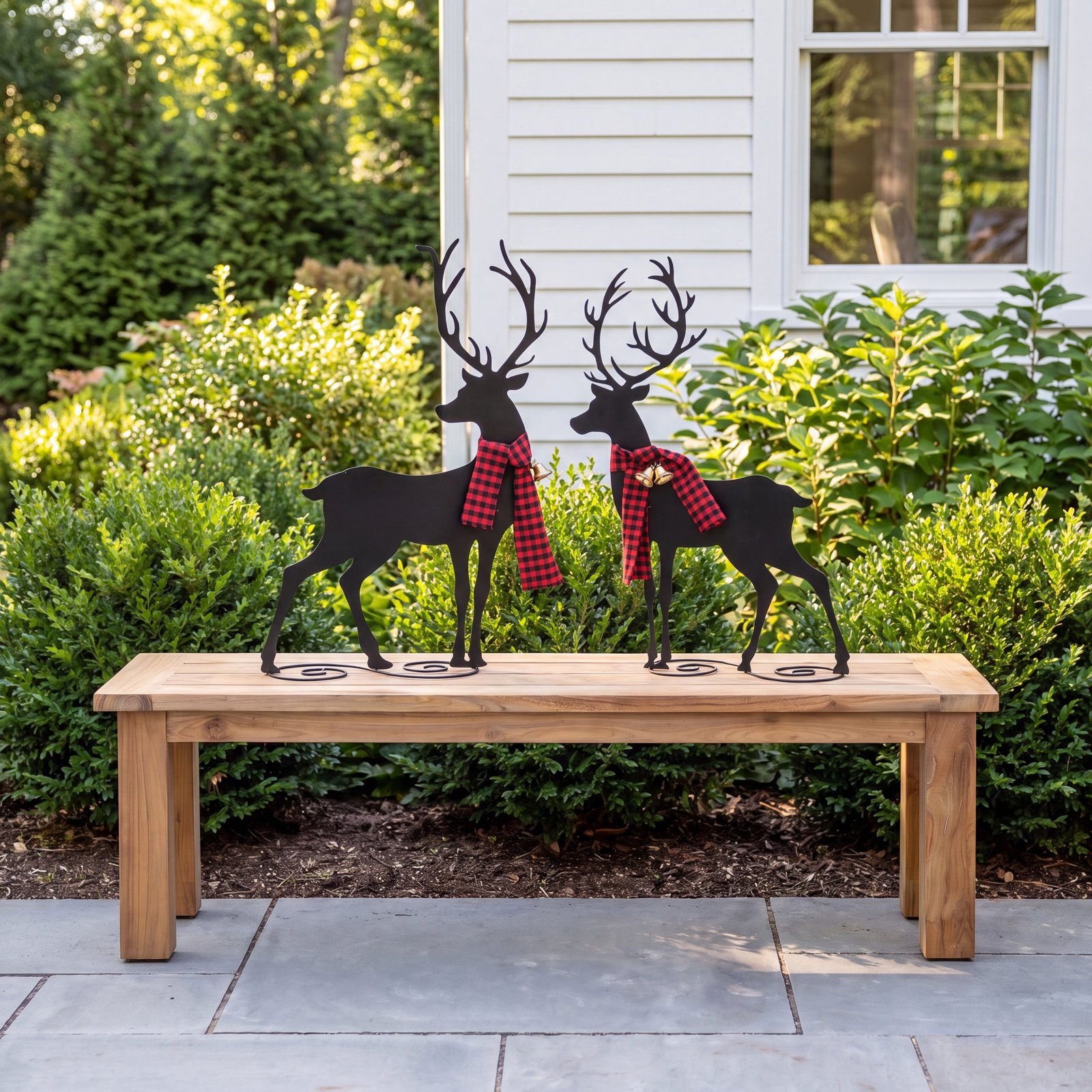 Large Metal Holiday Deer Figurine Set