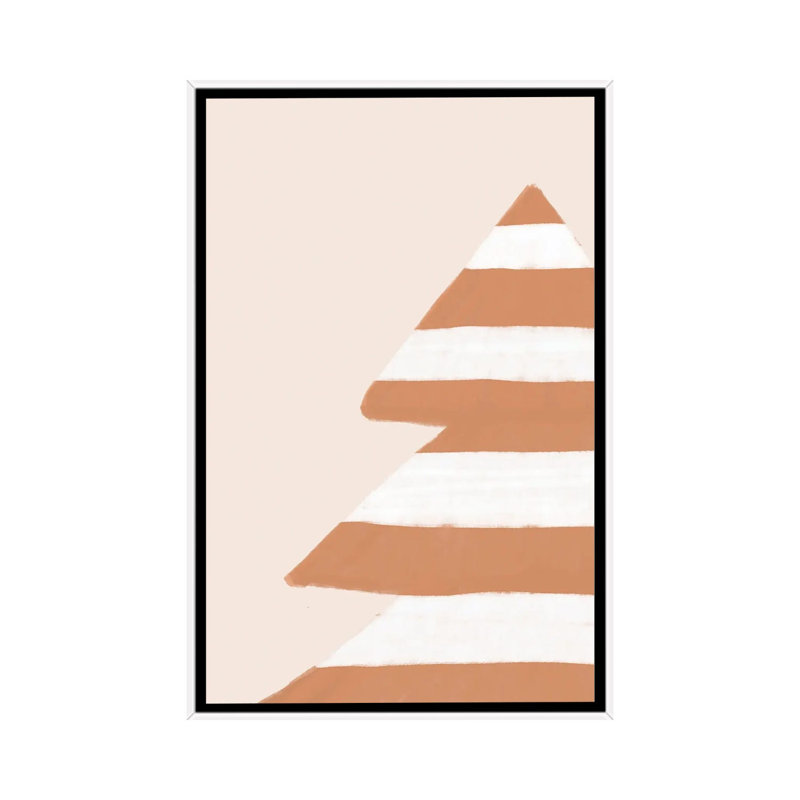 "Stripey Xmas Tree" par Orara studio, reproduction d’art, H 26 po x l 18 po x 1,5 po, Toile blanche encadrée, Pas de tapis