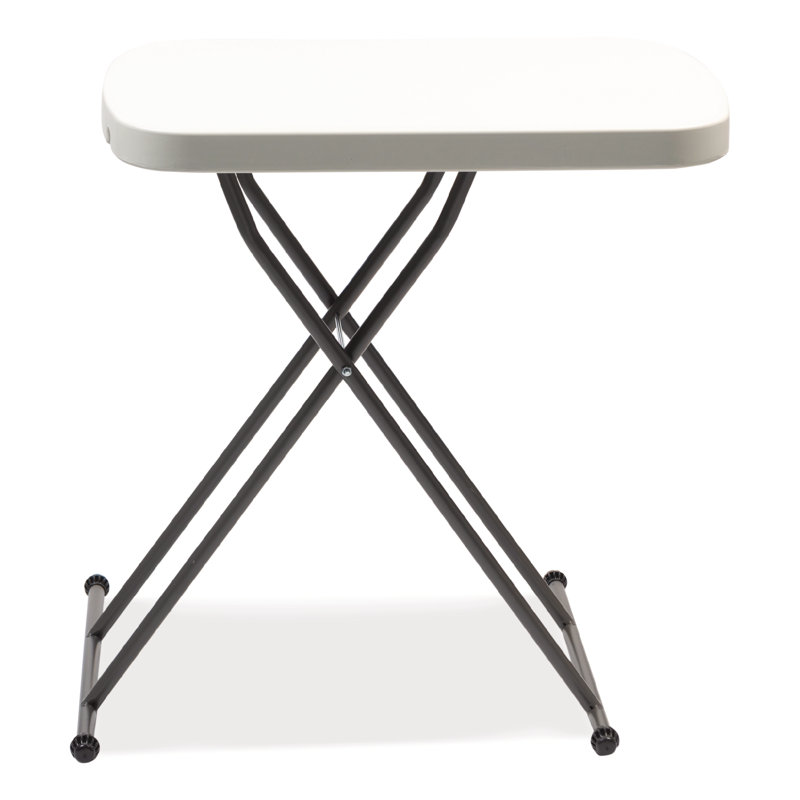 Adjustable White and Dark Gray Folding Table with Metal Legs