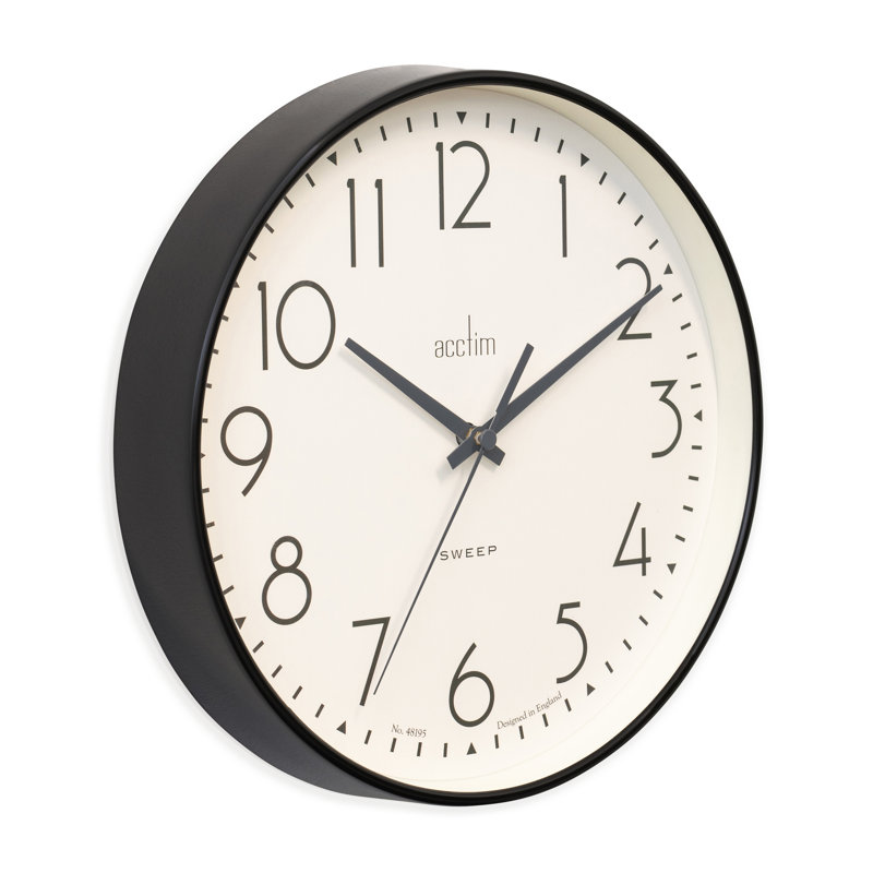 Acctim Earl Wall Clock Non-Ticking Sweep Retro Design Quartz 25cm, Black