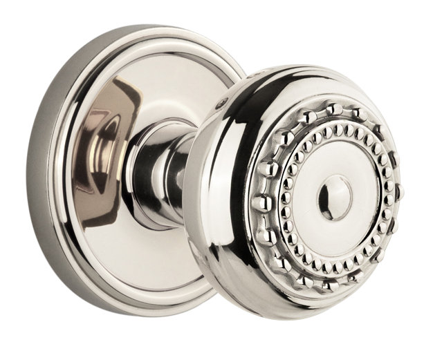 Grand faux Georgetown rosette double avec bouton de porte Parthénon, Nickel poli