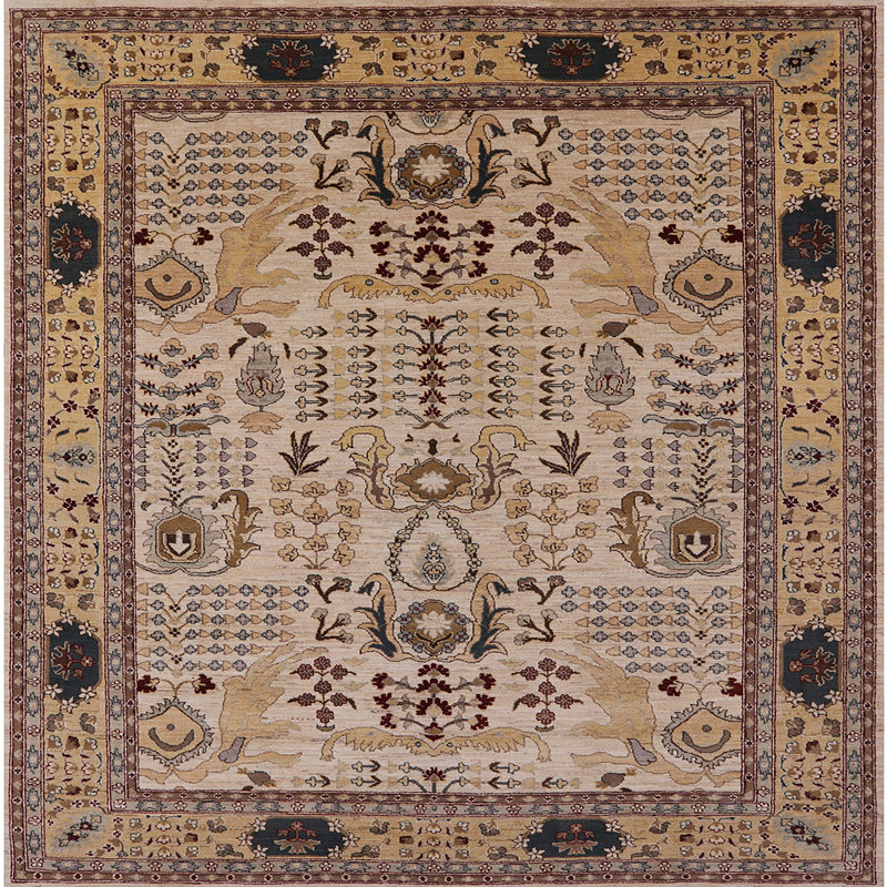 Tapis oriental brun / noir Grapeland, Carré 5 pi