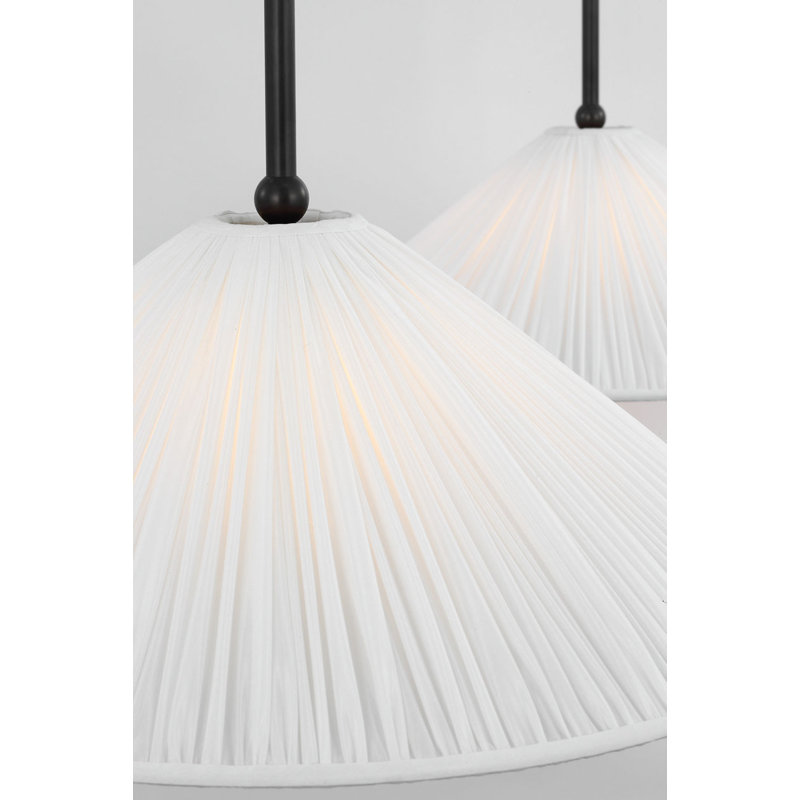 Soren 54" Extended Drop Linear Chandelier with Silk Pleated Shades, Bronze