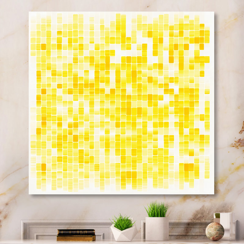 Sunshine, philosophie de la vie, jaune minimal I - art mural moderne géométrique, salon, 36" H x 36" W, Toile tendue