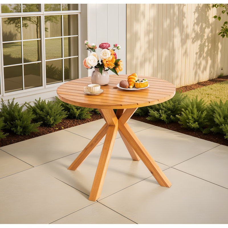 Mylas 36.2" Solid Wood Round Patio Table