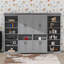Lit escamotable double avec deux unités de rangement coulissantes, lit escamotable, deux tablettes latérales à 6 niveaux-1099585288