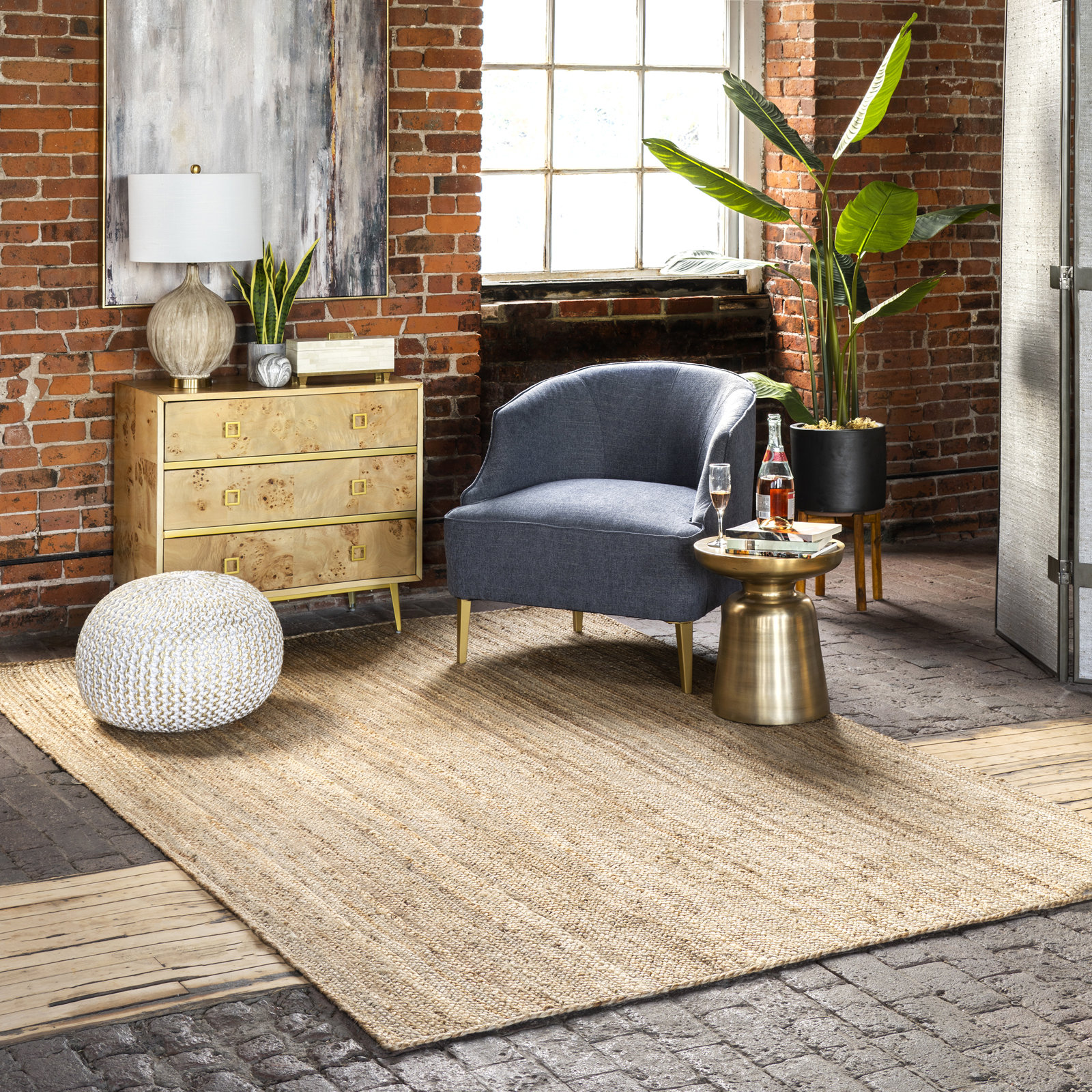 Natural Jute Area Rug, Square 8'