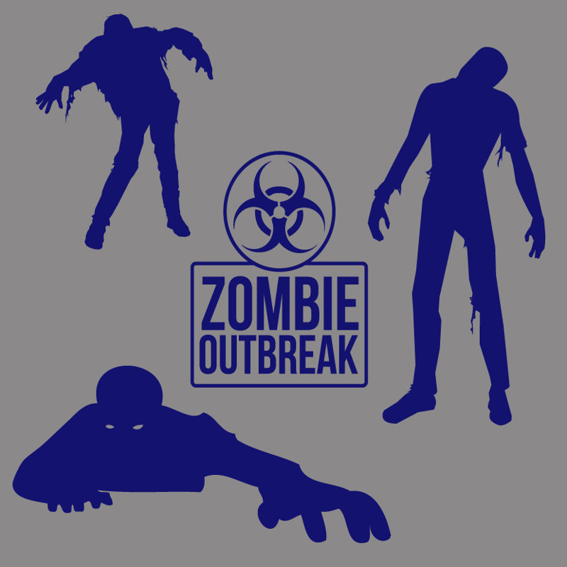 Ensemble de décalcomanie murale zombie, Bleu marine