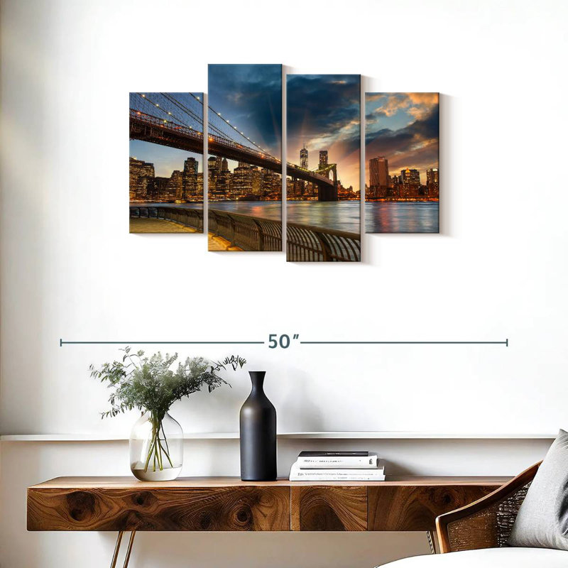 Pont de Brooklyn, soleil, H 22 po x l 36 po