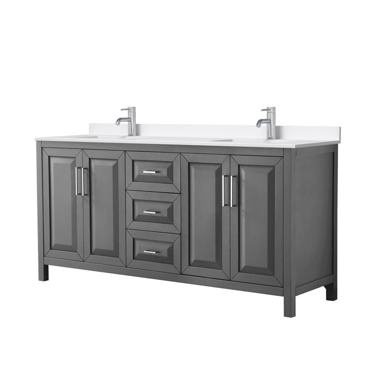 Daria 72'' W Vanity, Polished Chrome, Gray, Giotto Quartz