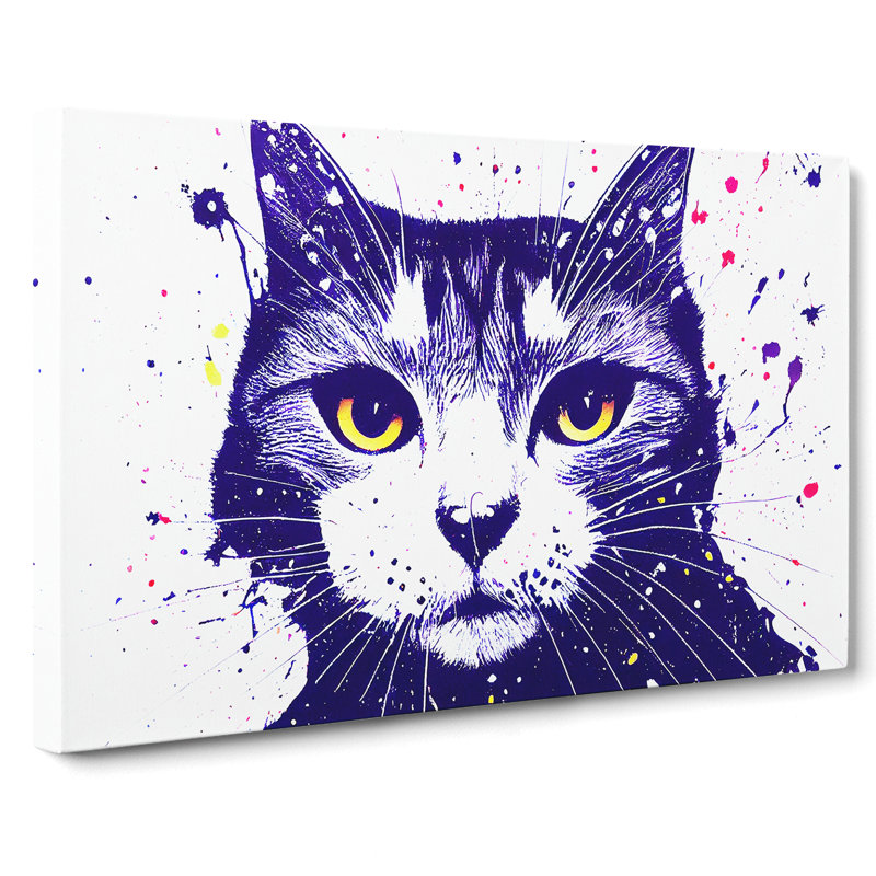 Cat Paint Splatter - Wrapped Canvas, 50cm H x 76cm W x 3cm D