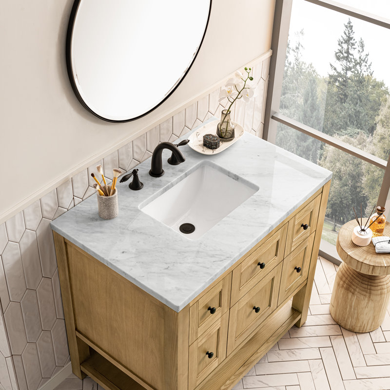 Breckenridge 36 in. Single Vanity, Light Natural Oak, Carrara White, 8" Widespread