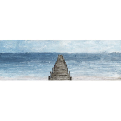 Mer et promenade - peinture panoramique sur toile tendue