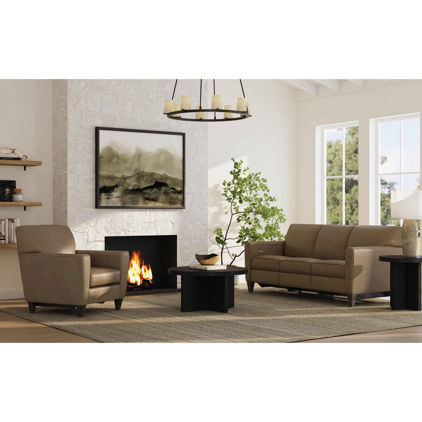 Osmin Foster Power Incliner, Brown Top Grain Leather