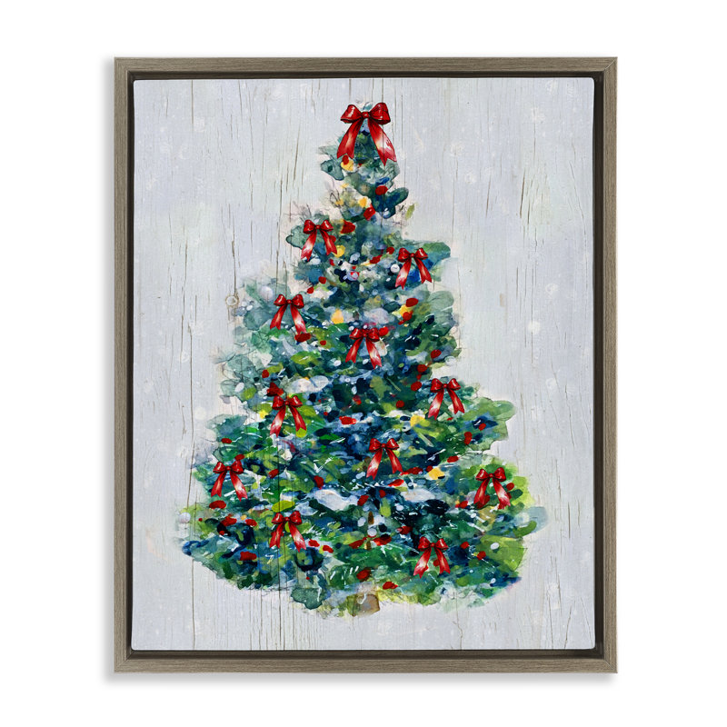 Cadre flottant O Christmas Tree Celebration, design par Sally Swatland, H 21 po x l 17 po, Cadre flottant orme Montalcino