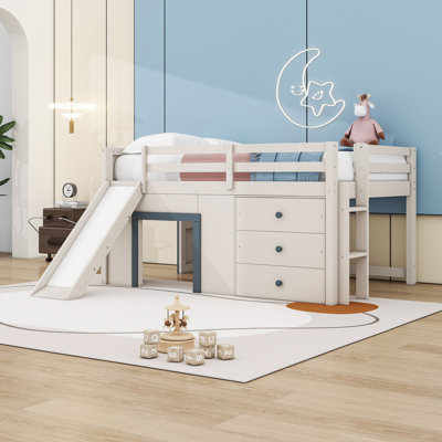 Lit mezzanine double avec rangement