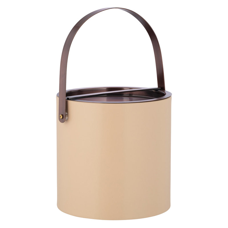 Seau à glace en similicuir Senetta, Beige / bronze huilé
