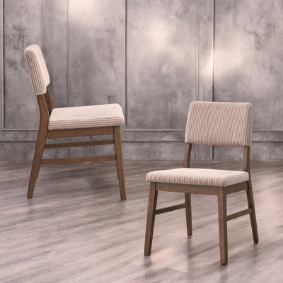 Chaise d'appoint en velours côtelé et finition noyer Seda (ensemble de 2)