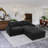 Blossie 82.68"W Corduroy Sofa Lounger, LAF, RAF Sectional with 2 Ottomans-1552871066