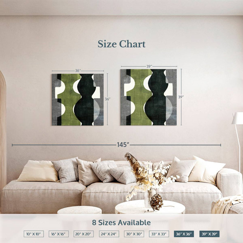 Déco géométrique Avery avec vert, H 39 po x l 39 po