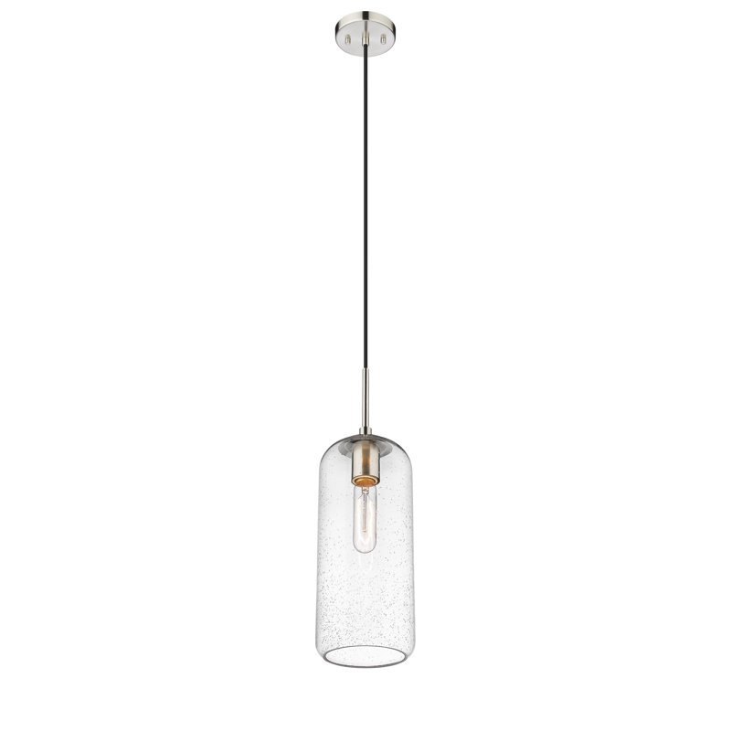 Luminaire suspendu 1 lumière Campos, Nickel brossé, Transparent, H 127 po x l 5,25 po x P 5,25 po