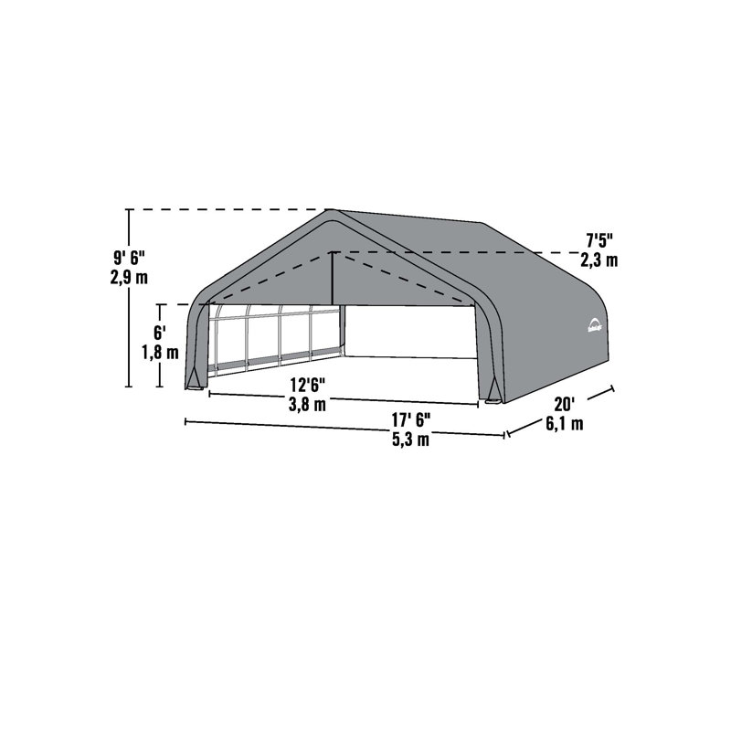 18' W x 20' D Garage, Green