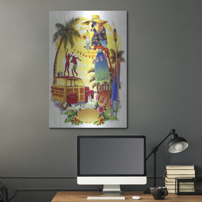 «Woodie Beach Party» par James Mazzotta, art mural en métal