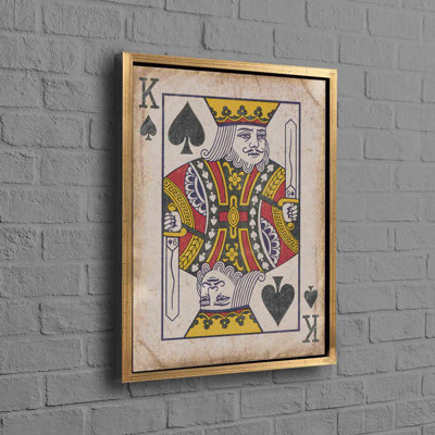 King Of Hearts Playing Card Art Printed On Canvas For Playroom Or Game Room Wall Decor