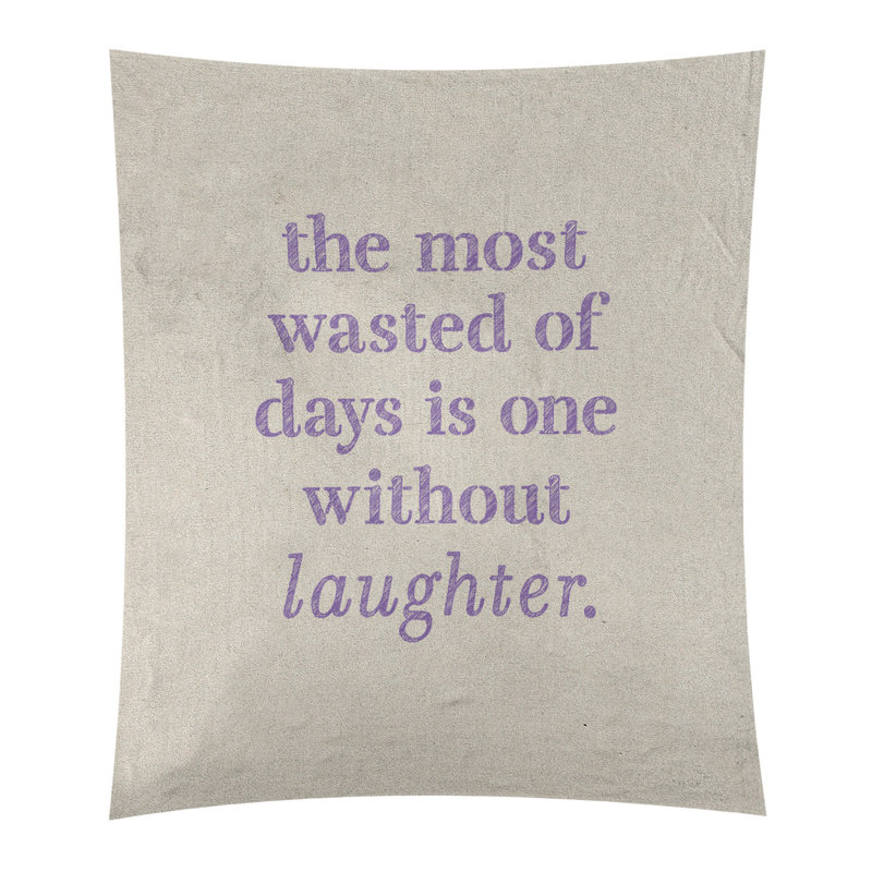 Tapisserie en polyester pour citation de rire, H 27,5 po x l 37,5 po, Blanc / mauve