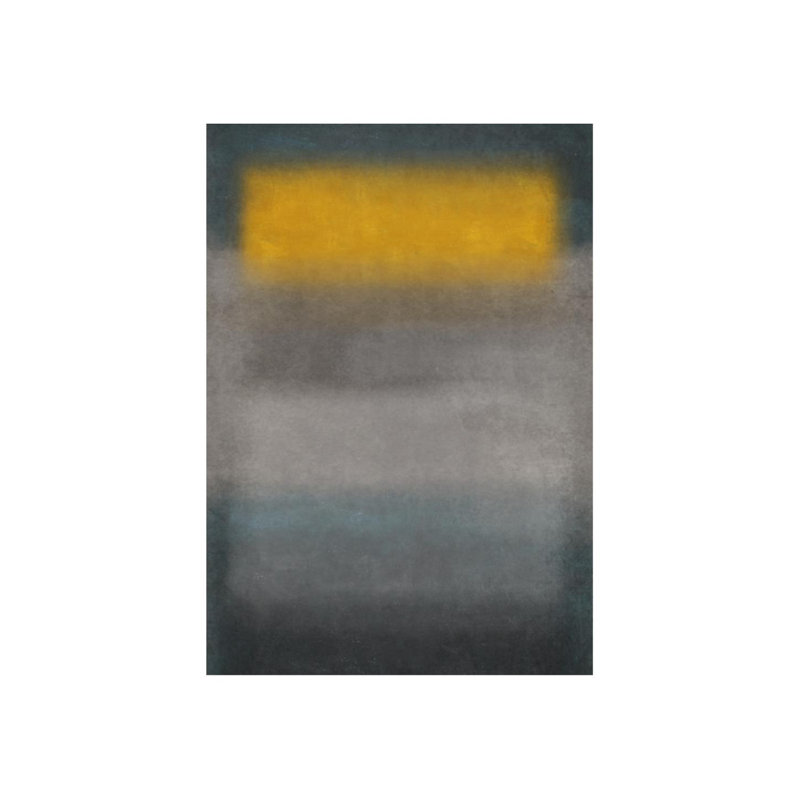 «Gray and Yellow III» par Sofia Fox, impression sur toile tendue, Image au pinceau gel, H 43 po x l 30 po x P 1,5 po
