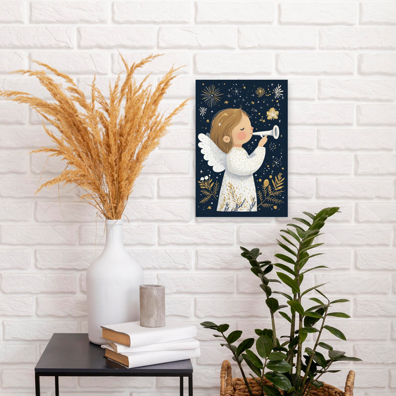 Celestial Trumpet Call Dreamy Peaceful Whimsical Nature Winter Wall Art Print 1 Piece Wrapped Canvas Wall Art