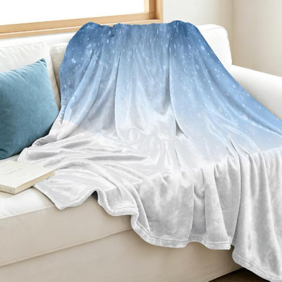 Blue Ultra Soft Flannel Fleece Throw Blanket,Winter Banner with Snow Single-Sided Print