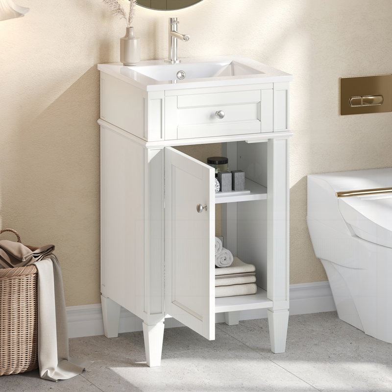 Meuble-lavabo 18 po avec lavabo en céramique, Blanc