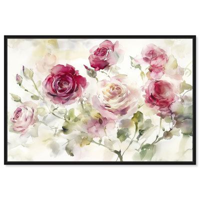 Rose Waking IV, impression sur toile encadrée, art floral encadré par Art Remedy, cadre noir, 15 x 10