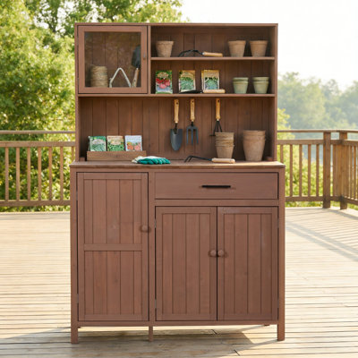 Îlot de cuisine 65 po en bois de sapin massif avec tablettes réglables, support à épices, crochet latéral et tiroir