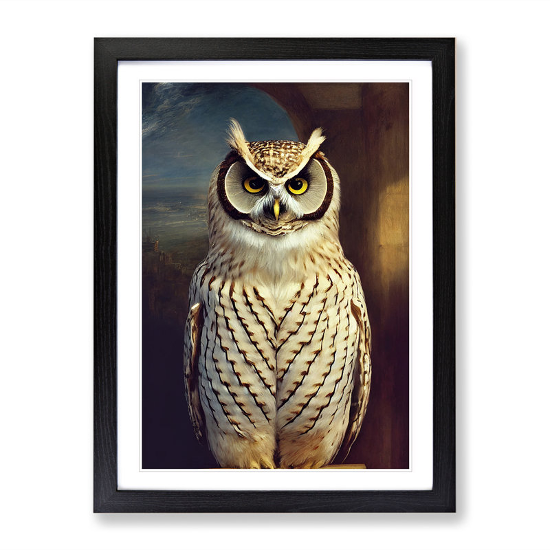 A Breathtaking Owl - Single Picture Frame Print, Black, 46cm H x 34cm W x 2cm D