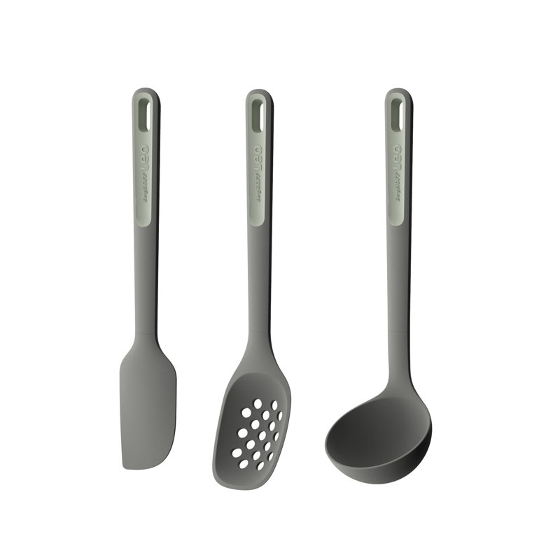 Gray Silicone and Nylon 3-Piece Cooking Utensil Set