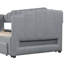 Lit de jour extensible gris simple TG avec tiroirs de rangement et réglages à DEL réglables, structure en bois massif à deux tiroirs très grand rembourrés, gris, adapté aux besoins changeants-429301006