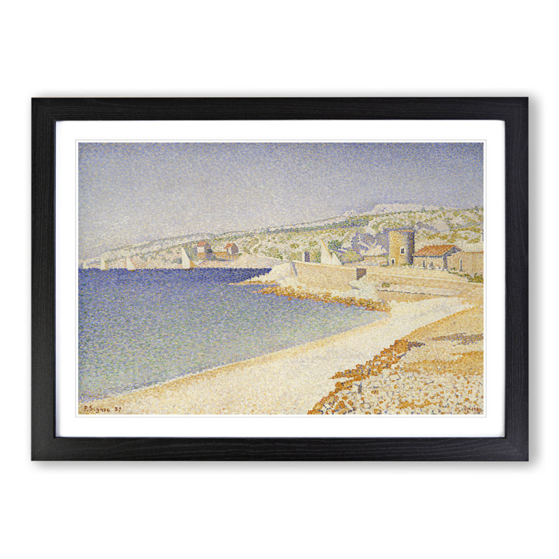 The Jetty at Cassis, Opus by Paul Signac - Picture Frame Painting, 27cm H x 36cm W x 2cm D, Black